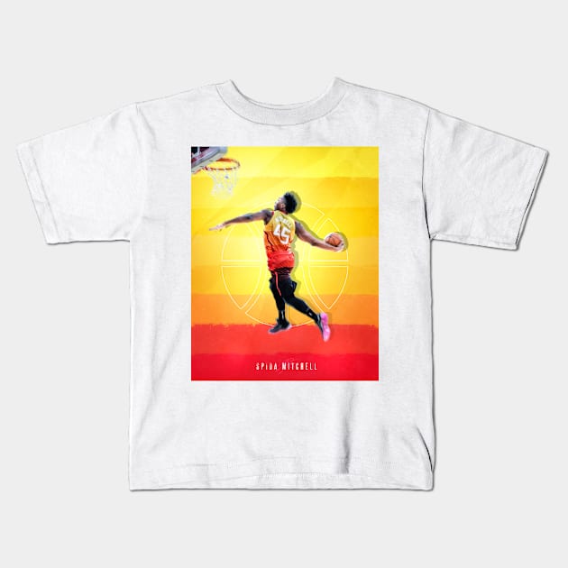 Donovan Spida Mitchell Utah Sports Art Kids T-Shirt by JRoseGraphics